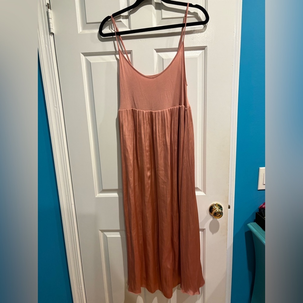 Anthropologie long slip balletcore dress sz M brownish pink - Picture 2 of 7
